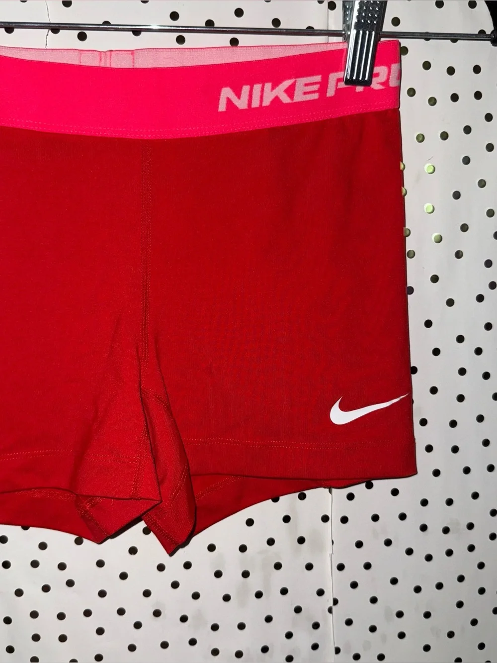 Nike Red Women's Training Bike Shorts with Pink Waistband